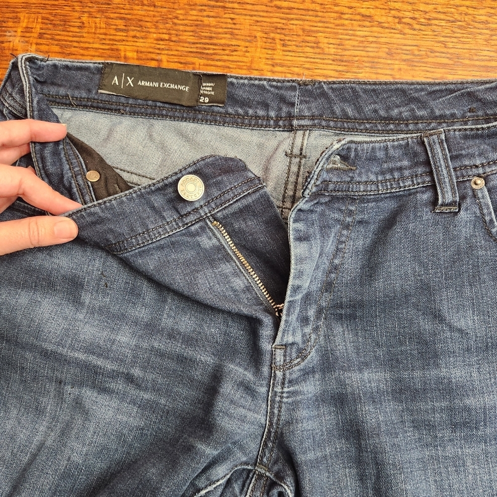 Armani Exchange Men's Size 29 skinny denim blue jeans 33.5 inch inseam - Picture 7 of 12